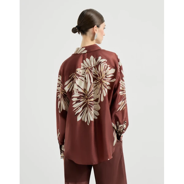 Brunello Cucinelli Bloom print pongee shirt, view 3