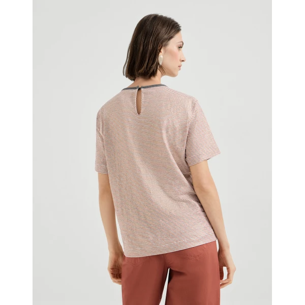 Brunello Cucinelli Striped jersey T-shirt Top, view 3