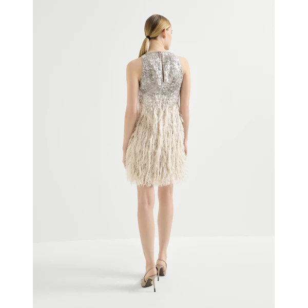 Brunello Cucinelli Dazzling dégradé mini dress in Grey, view 3