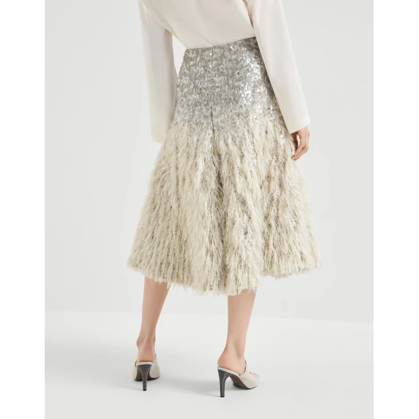 Brunello Cucinelli Dazzling dégradé skirt in Grey, view 3