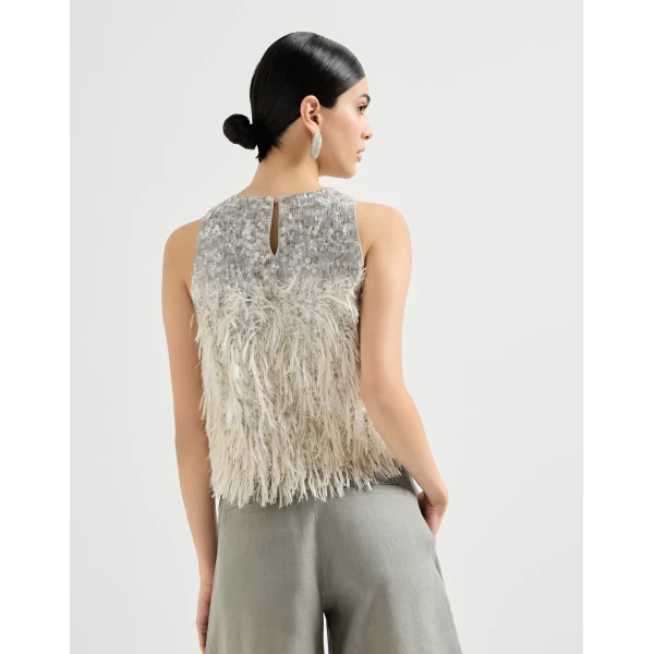 Brunello Cucinelli Dazzling dégradé top in Grey, view 3