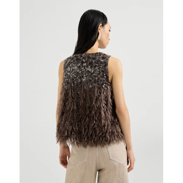 Brunello Cucinelli Dazzling dégradé vest in Bark, view 3