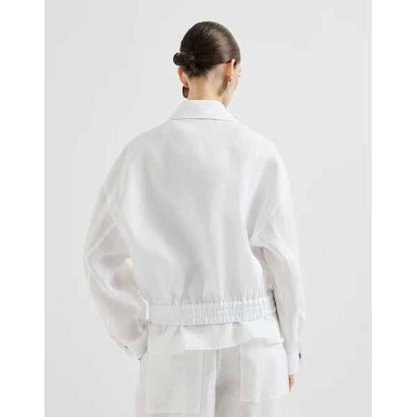 Brunello Cucinelli Cotton outerwear jacket in White, view 3