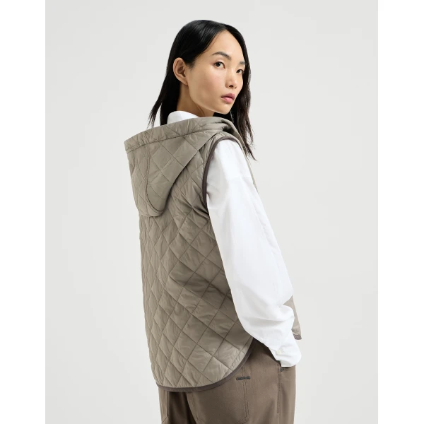 Brunello Cucinelli Vest with Thermore® padding in Light Brown, view 3