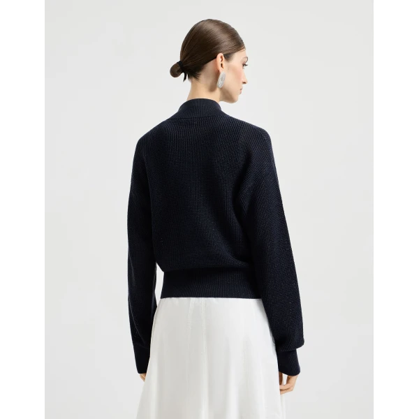 Brunello Cucinelli Sparkling net cardigan in Blue, view 3
