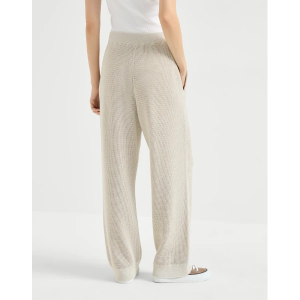 Brunello Cucinelli Sparkling net trousers in Oat, view 3