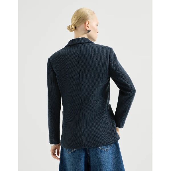 Brunello Cucinelli Sparkling knit blazer in Blue, view 3