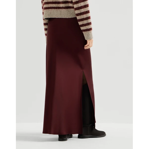 Brunello Cucinelli Fluid Bias-Cut skirt in Wine, view 3
