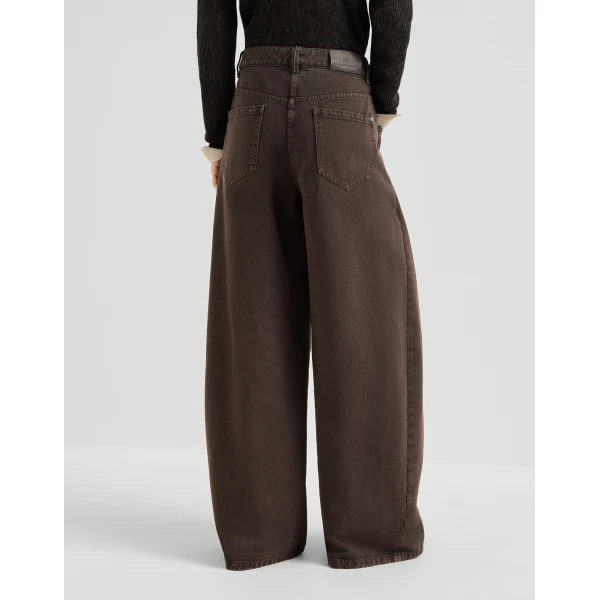 Brunello Cucinelli Wide trousers in Pine Cone Brown, view 3