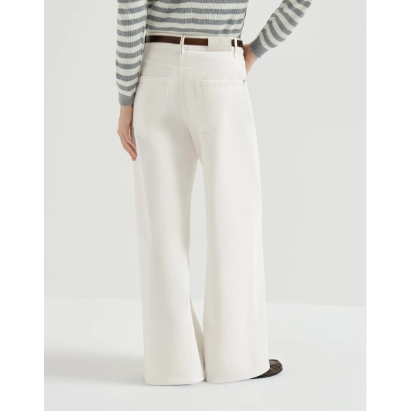 Brunello Cucinelli Relaxed trousers with monili in Panama, view 3