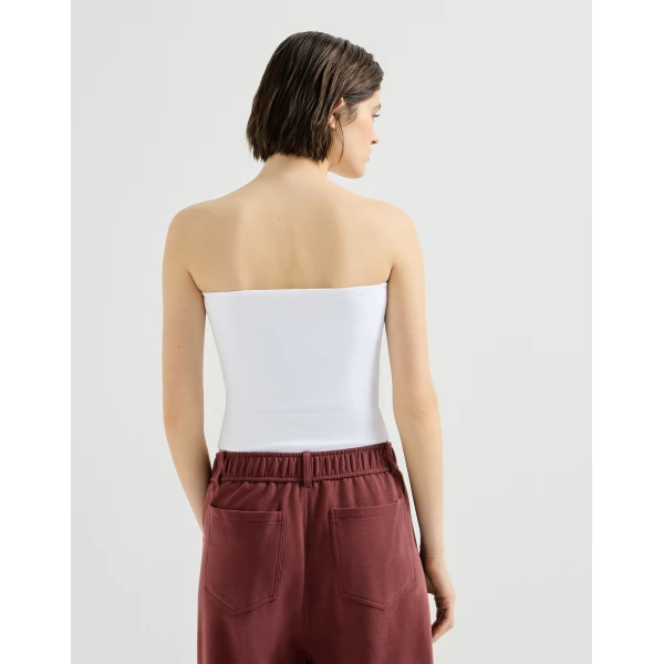 Brunello Cucinelli Jersey bandeau top in White, view 3