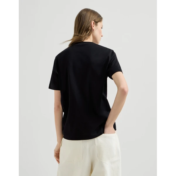 Brunello Cucinelli Cotton jersey T-shirt in Black Top, view 3
