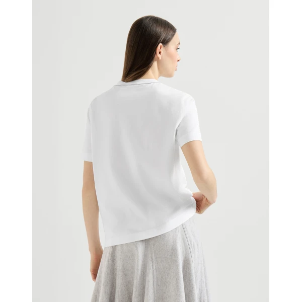 Brunello Cucinelli Cotton jersey T-shirt in White Top, view 3