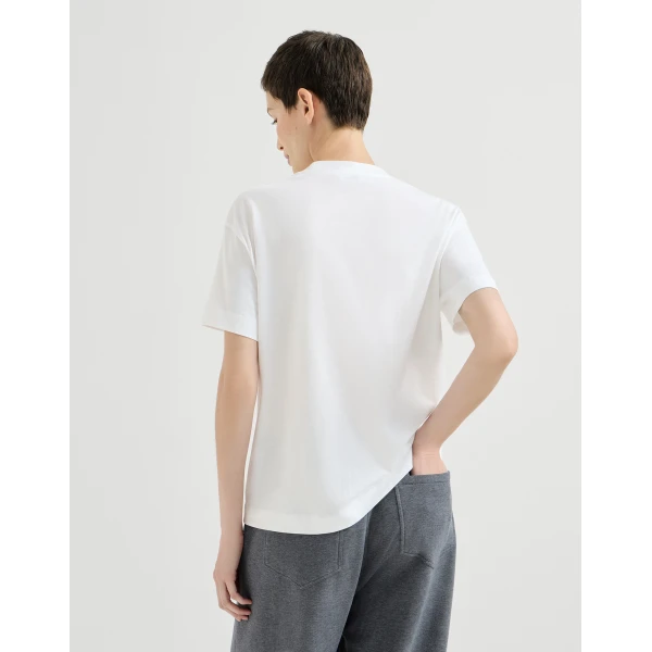 Brunello Cucinelli Cotton jersey T-shirt in White Top, view 3