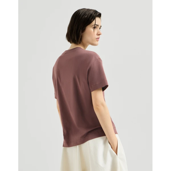 Brunello Cucinelli Cotton jersey T-shirt in Grape Top, view 3