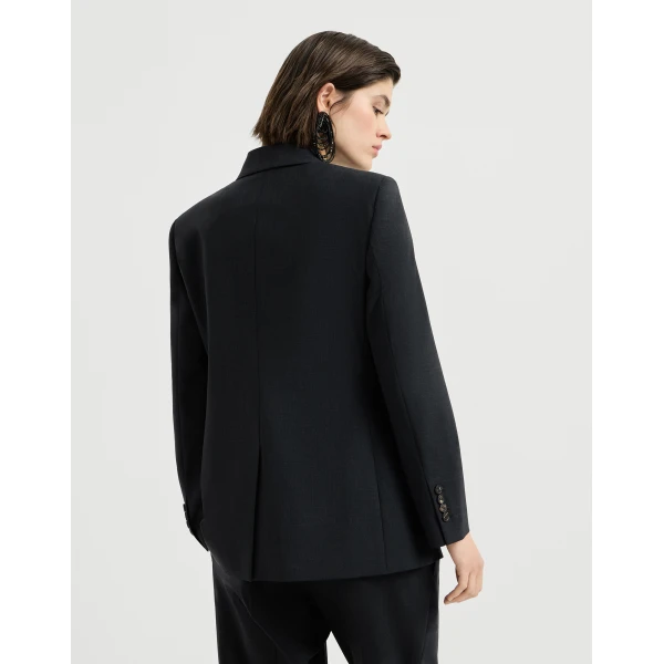 Brunello Cucinelli Tropical luxury wool blazer with monili in Lignite Grey, view 3
