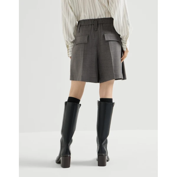 Brunello Cucinelli Wool formal shorts in Dark Grey, view 3