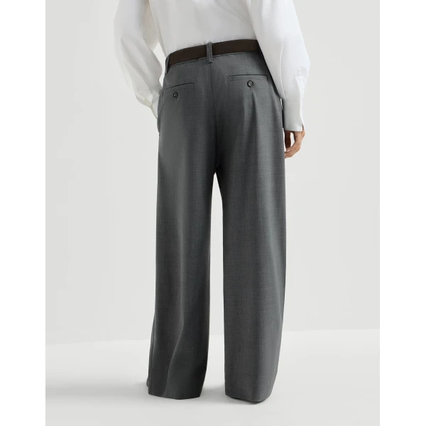 Brunello Cucinelli Tropical luxury wool trousers in Dark Grey, view 3