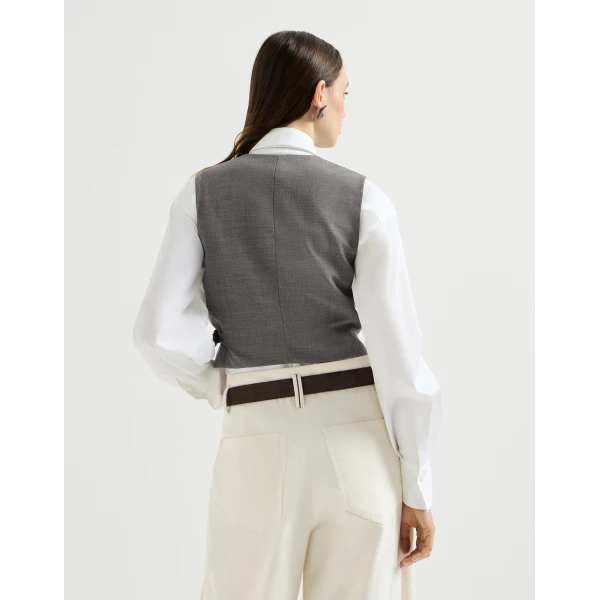 Brunello Cucinelli Tropical Luxury wool vest in Dark Grey, view 3