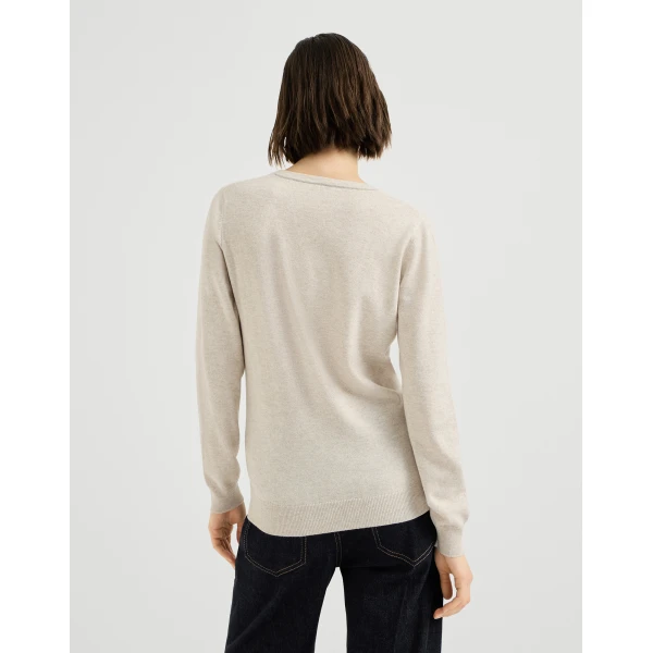 Brunello Cucinelli Cashmere sweater with monili in Oat, view 3