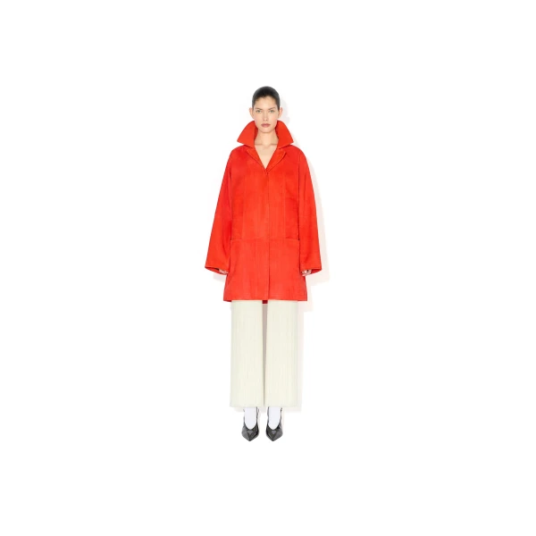 Alaia A Line Suede Goatskin Coat, view 2