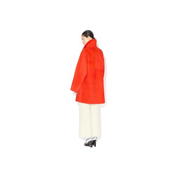 Alaia A Line Suede Goatskin Coat, view 3