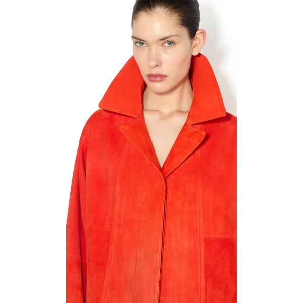 Alaia A Line Suede Goatskin Coat, view 4