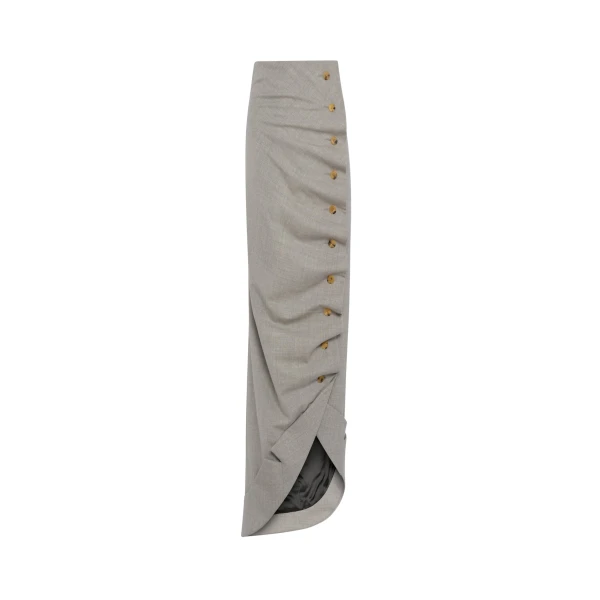 Awake Mode Asymmetric Skirt With Jacket Collar At Hem Light Grey Melange