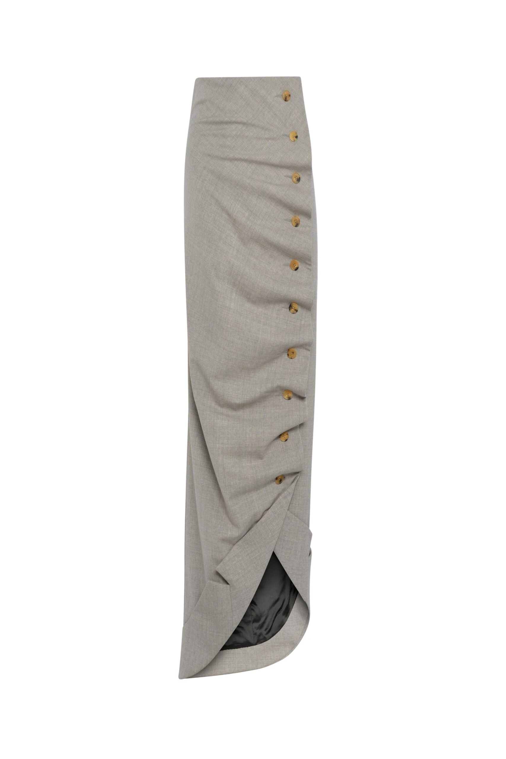 Awake Mode Asymmetric Skirt With Jacket Collar At Hem Light Grey Melange