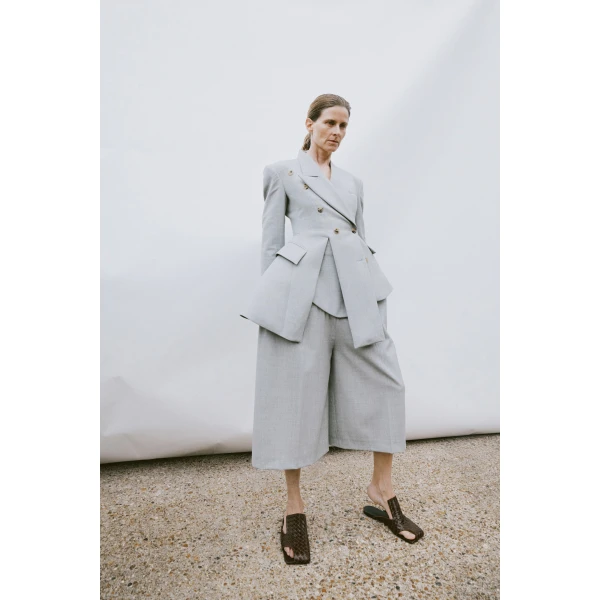 Awake Mode Asymmetric Volume-Contrast Jacket Light Grey Melange, view 2