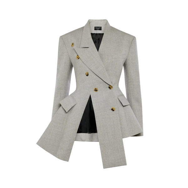 Awake Mode Asymmetric Volume-Contrast Jacket Light Grey Melange