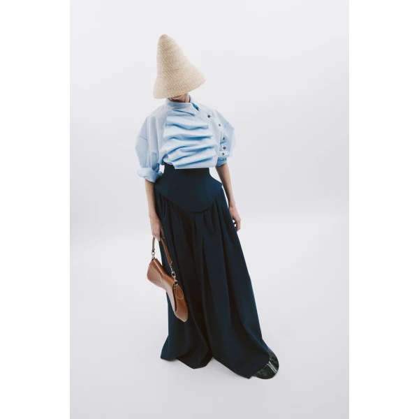 Awake Mode Basque Pleated Trousers Navy, view 2