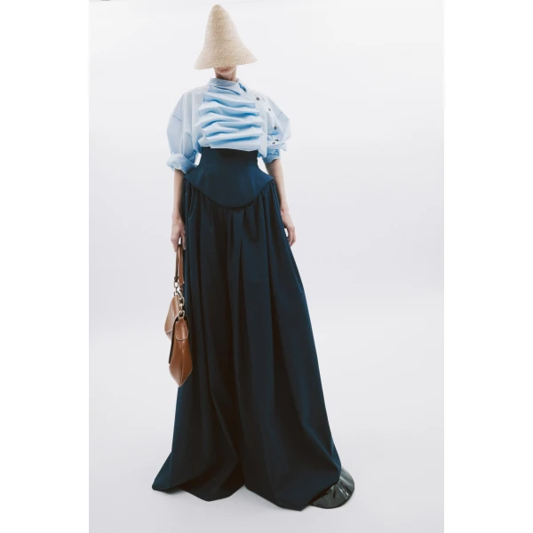 Awake Mode Basque Pleated Trousers Navy, view 3