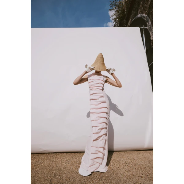 Awake Mode Bib-Front Maxi Dress Pale Pink, view 2