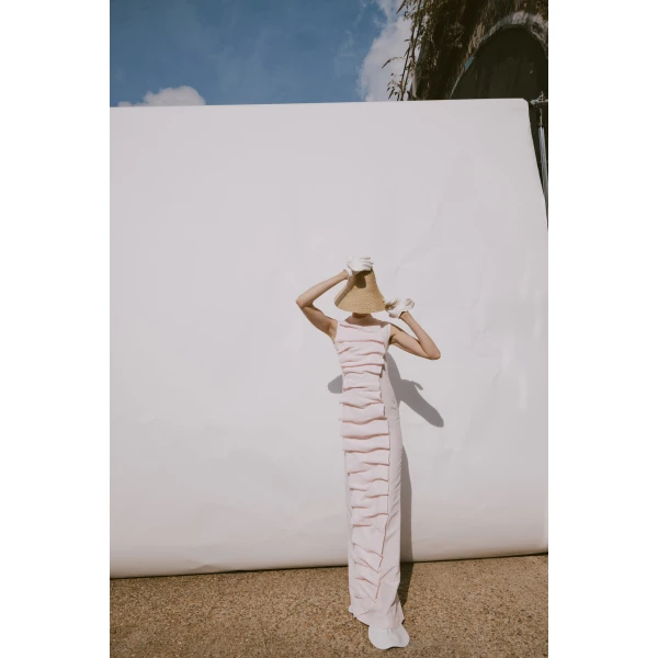 Awake Mode Bib-Front Maxi Dress Pale Pink, view 3