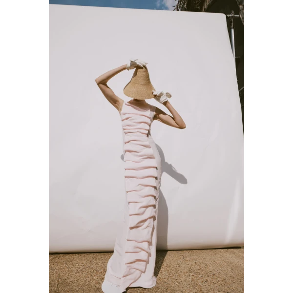 Awake Mode Bib-Front Maxi Dress Pale Pink, view 4
