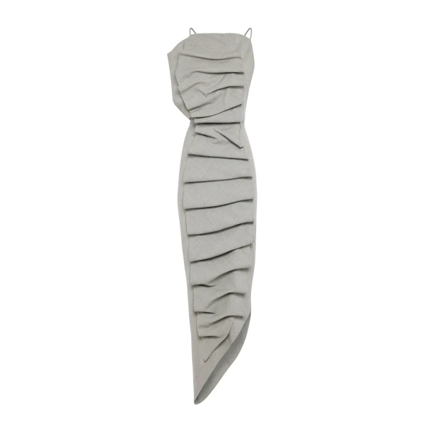 Awake Mode Bib-Front Structured Dress With Open Back Light Grey Melange