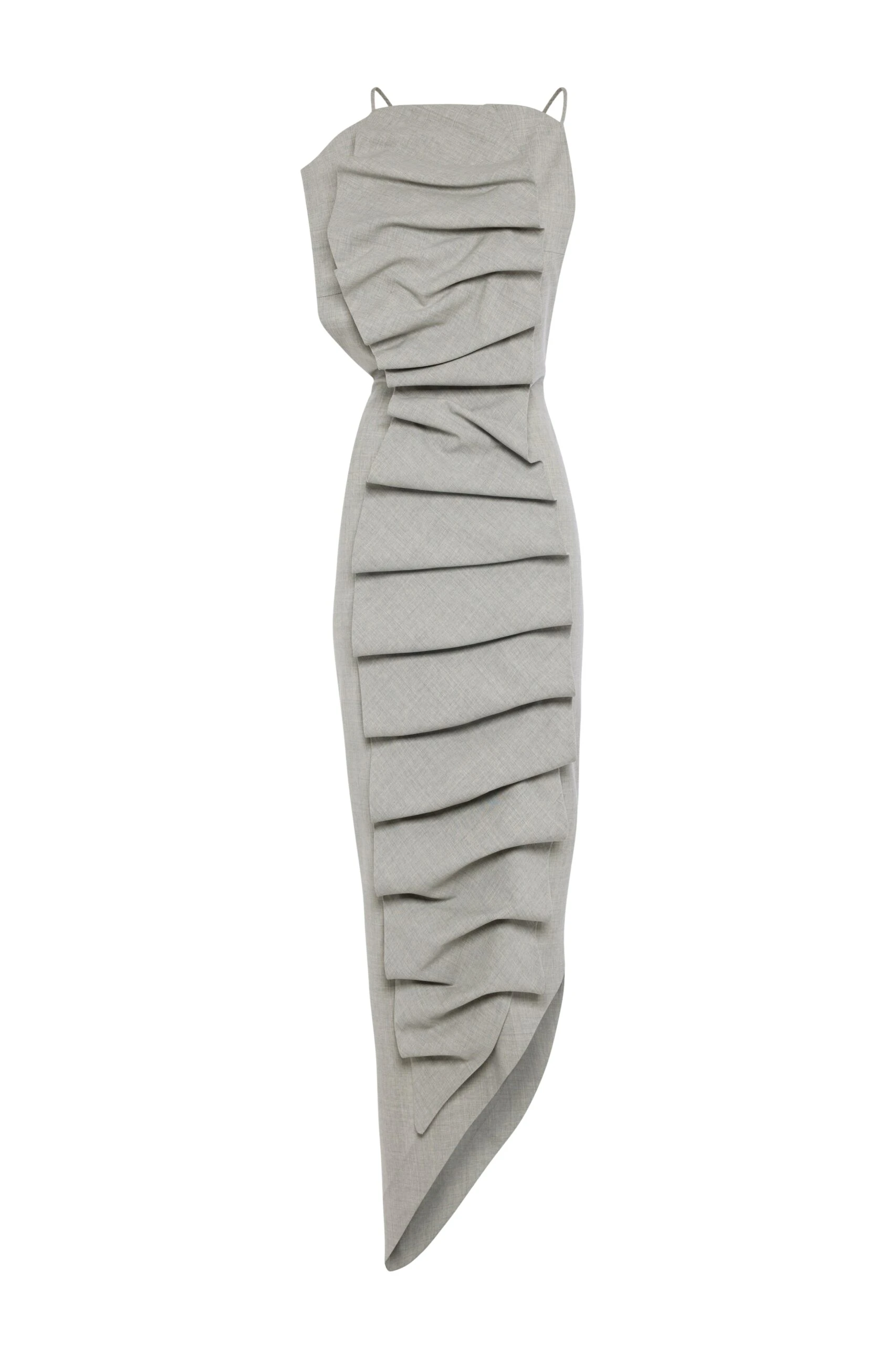 Awake Mode Bib-Front Structured Dress With Open Back Light Grey Melange