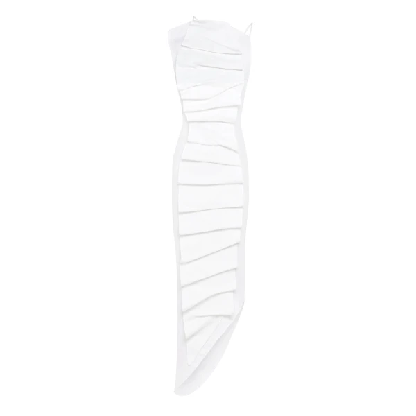 Awake Mode Bib-Front Structured Dress With Open Back White