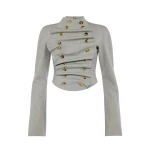 A.W.A.K.E. MODE jacket The Bib-Front Structured Jacket Light Grey Melange Awake Mode Bib-Front Structured Jacket Light Grey Melange