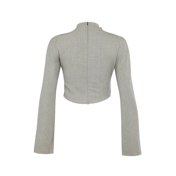 Awake Mode Bib-Front Structured Jacket Light Grey Melange, view 4