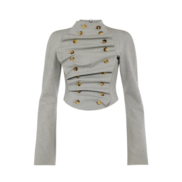 Awake Mode Bib-Front Structured Jacket Light Grey Melange