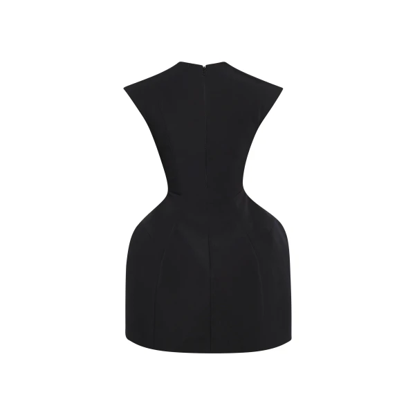 Awake Mode Closed Neckline Sculpted Swan Dress Black, view 6