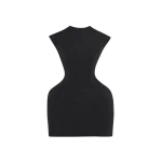 Awake Mode Closed Neckline Sculpted Swan Dress Black
