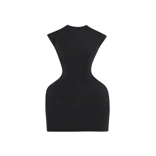 Awake Mode Closed Neckline Sculpted Swan Dress Black