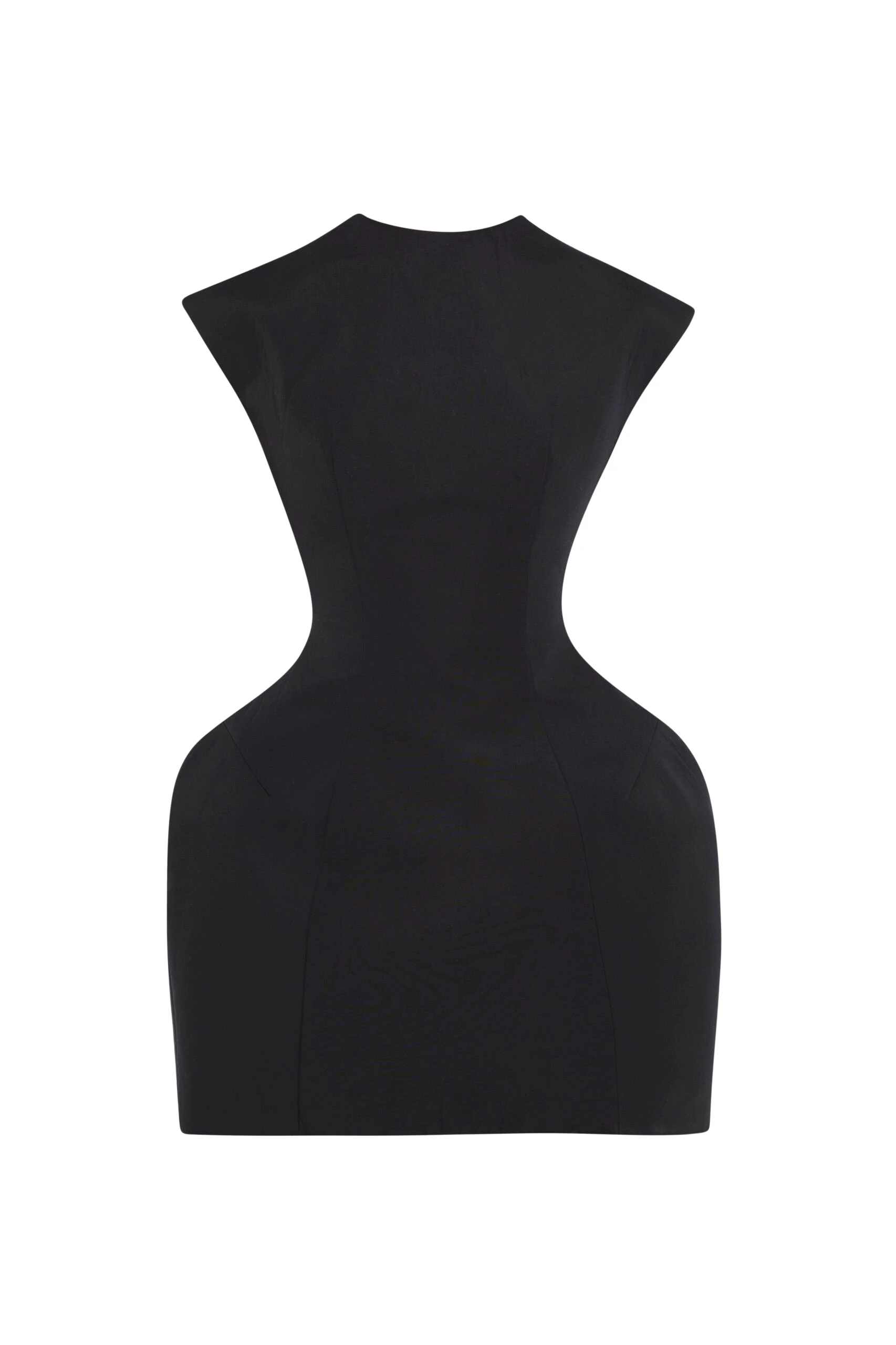 Awake Mode Closed Neckline Sculpted Swan Dress Black