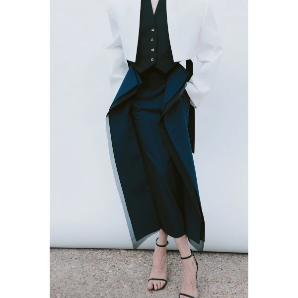 Awake Mode Cropped Tuxedo Jacket White, view 4