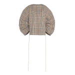 Awake Mode Drawstring Sleeve Top Brown Check