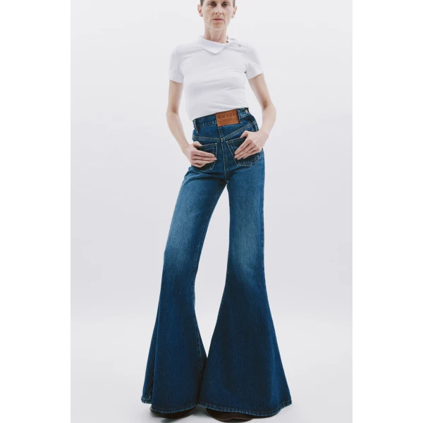 Awake Mode Flared Mirror Jeans Classic Blue Wash, view 2