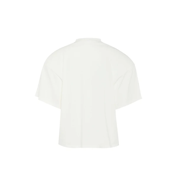 Awake Mode Hemispheres Map Printed Voluminous Tee White Top, view 6